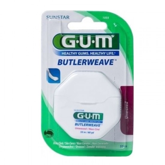 GUM 1055 BUTLERWEAVE FLOSS - UNWAXED 50M