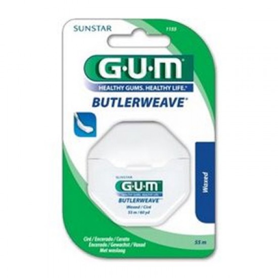  GUM 1155 Butlerweave Floss Waxed Κερωμένο Οδοντικό Νήμα 55m