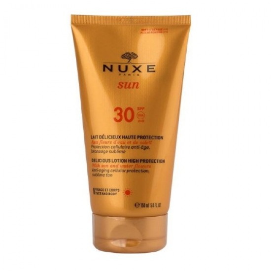 Nuxe Sun Lait Delicieux Visage et Corps Haute Protection SPF30 Αντηλιακό Γαλάκτωμα Υψηλής Προστασίας για Πρόσωπο & Σώμα 150ml