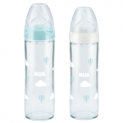 Nuk First Choice+ New Classic Γυάλινο Μπιμπερό με Θηλή Σιλικόνης Μεγεθος Μ 0-6m 240ml