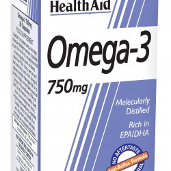 Health Aid Omega 3 750mg Πολυακόρεστα Λιπαρά Οξέα Ωμέγα 3 (EPA & DHA 750mg) μοριακής απόσταξης 30caps