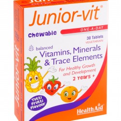 Health Aid Junior-Vit Vitamins & Minerals Mασώμενες Tαμπλέτες για την Ανάπτυξη των Παιδιών 30tabs