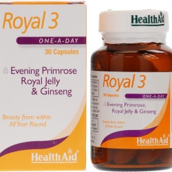 Health Aid ROYAL 3 Royal Jelly, Evening Primrose Oil & Ginseng 30caps