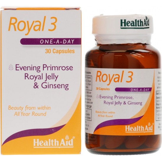 Health Aid ROYAL 3 Royal Jelly, Evening Primrose Oil & Ginseng 30caps