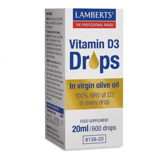 LAMBERTS VITAMIN D3 DROPS 20ML/600DROPS