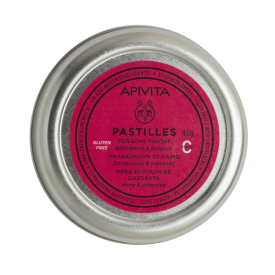 APIVITA PASTILLES TINS BLACKBERRY & PROPOLIS 45GR