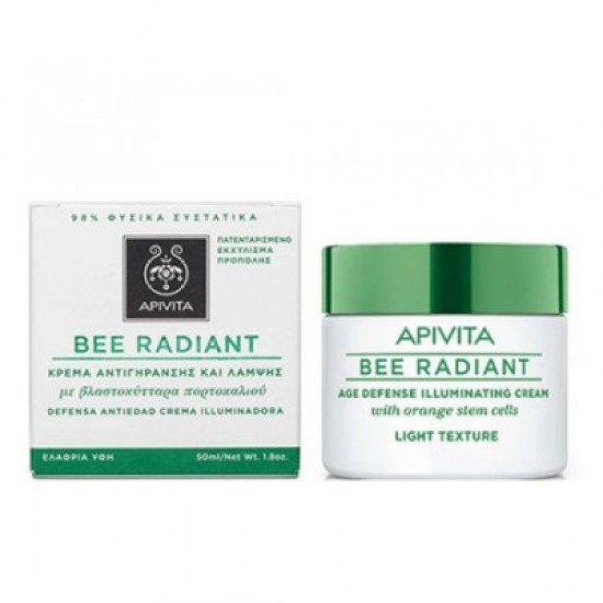 APIVITA BEE RADIANT ΚΡΕΜΑ ΑΝΤΙΓΗΡΑΝΣΗΣ & ΛΑΜΨΗΣ ΕΛΑΦΡΙΑ ΒΛΑΣΤΟΚΥΤΤΑΡΑ ΠΟΡΤΟΚΑΛΙΟΥ 50ΜL