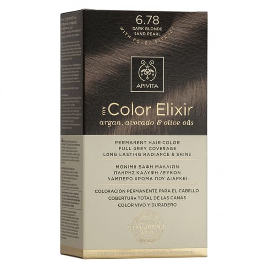 Apivita My Color Elixir kit Μόνιμη Βαφή Μαλλιών 6.78 ΞΑΝΘΟ ΣΚΟΥΡΟ ΜΠΕΖ ΠΕΡΛΕ