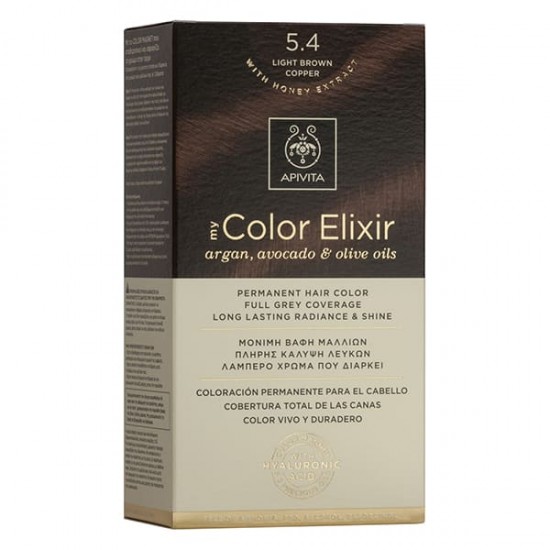 Apivita My Color Elixir Μόνιμη Βαφή Μαλλιών No 5.4 Καστανό Ανοιχτό Χάλκινο 1 τεμάχιο 