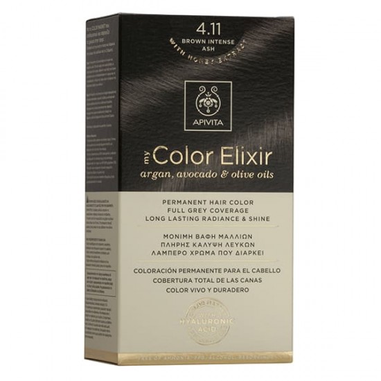 Apivita My Color Elixir kit Μόνιμη Βαφή Μαλλιών 4.11 ΚΑΣΤΑΝΟ ΕΝΤΟΝΟ ΣΑΝΤΡΕ