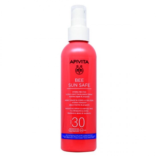 Apivita Bee Sun Safe Hydra Melting Ultra Light Face & Body Spray Ενυδατικό Αντιηλιακό Προσώπου Σώματος με Θαλάσσια Φύκη & Πρόπολη SPF30 200ml