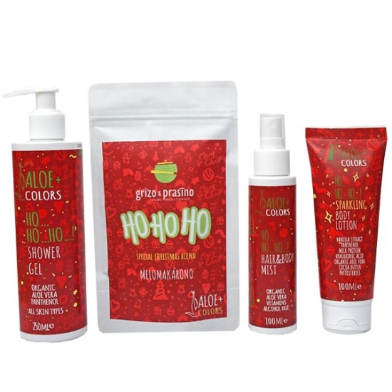 ALOE+COLORS HO HO HO GIFT BOX + TEA 250+250+100ML