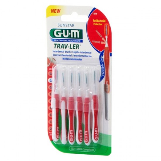 Gum Trav-Ler Interdental Brush (1314) Μεσοδόντιο Βουρτσάκι 0.8mm Κόκκινο 6τεμ