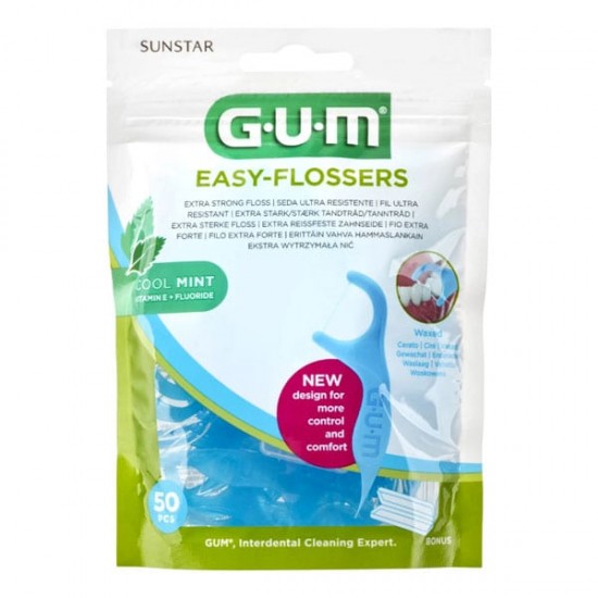 GUM 890 Easy Flossers Οδοντικό Νήμα σε Διχάλες με Γεύση Μέντας 50τμχ