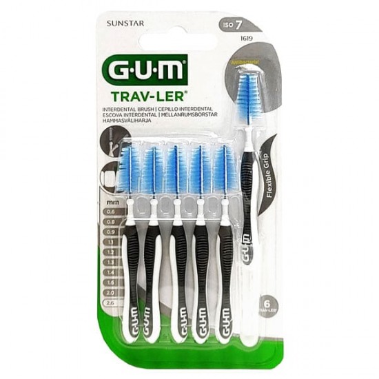 Gum Trav-ler Interdental Brush (1619) Μεσοδόντια Βουρτσάκια 2.6mm Γκρι 6τεμ