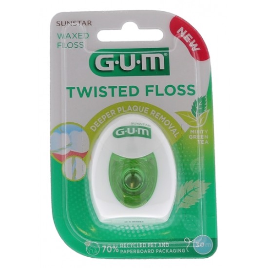 GUM 3500 Twisted Floss Κερωμένο Οδοντικό Νήμα με Γεύση Minty Green Tea 30m