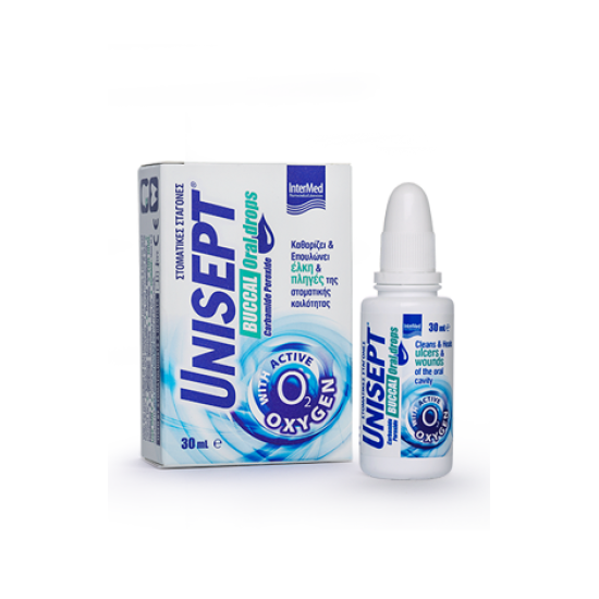 Intermed Unisept Buccal (Oromucosal) Drops, Σταγόνες Στόματος για Καθαρισμό, Επούλωση & Ανακούφιση Ελκών & Πληγών 15 ml