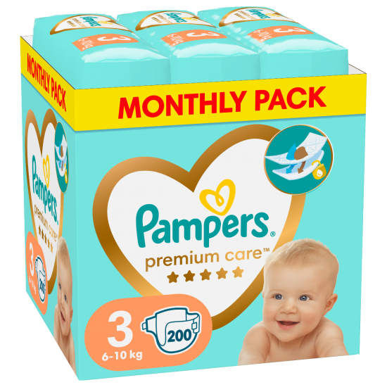 Pampers Premium Care Μέγεθος 3, (6kg-10kg) - 200 Πάνες