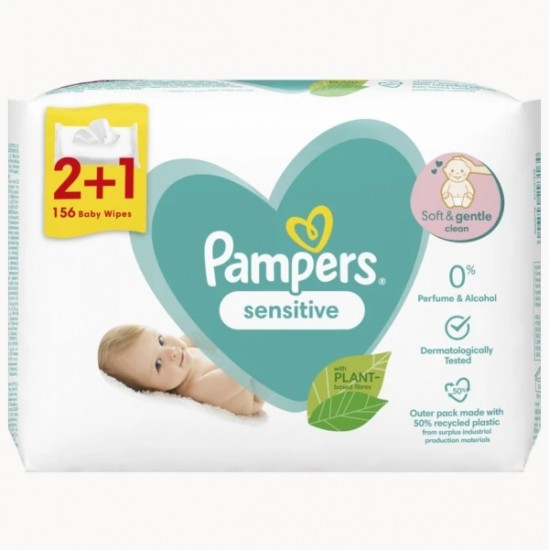 Pampers Sensitive Baby Wipes 156 τεμάχια