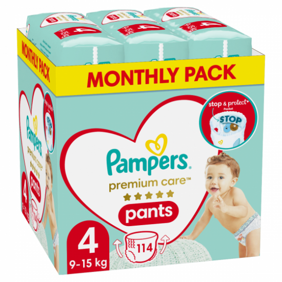 Pampers Premium Care Pants No.4 Monthly Pack (9-15kg) Βρεφικές Πάνες, 114τεμ