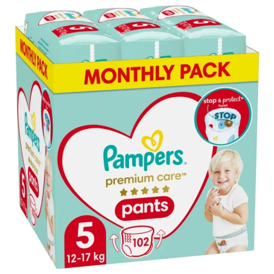 Pampers Premium Care No.5 Monthly Pack (12-17kg) Βρεφικές Πάνες, 102 τμχ