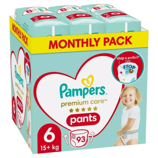 Pampers Premium Care No.6 Monthly Pack (15+kg) Βρεφικές Πάνες Βρακάκι, 93τεμ