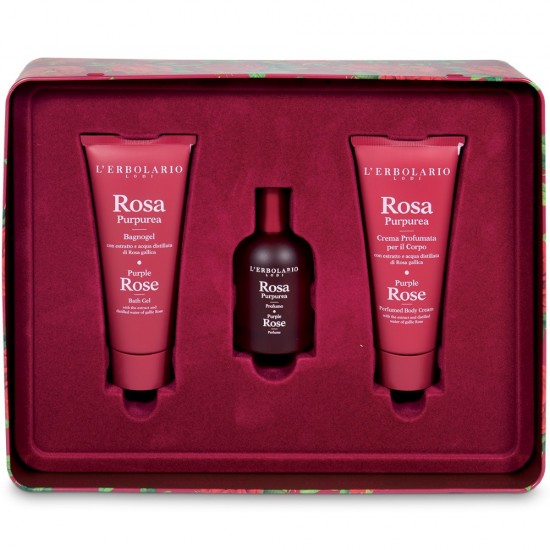 L'Erbolario Promo Purple Rose Trio Rosa Purpurea Segreti Di Bellezza Set Trio Eau de Parfum, 50ml & Shower Gel 100ml & Body Cream 100ml