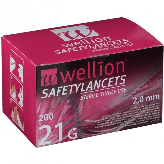 WELLION SAFETY LANCETS 21g (200 TEM)