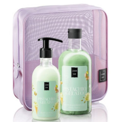 Lavish Care Pistachio Gelato Body Care Bag Gift Set Περιποίησης Σώματος με Pistachio Gelato Shower Gel Αφρόλουτρο, 500ml, Body Lotion Κρέμα Σώματος, 300ml & Δώρο Νεσεσέρ, 1τεμ, 1σετ