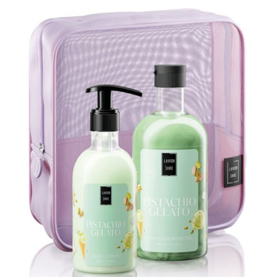 Lavish Care Pistachio Gelato Body Care Bag Gift Set Περιποίησης Σώματος με Pistachio Gelato Shower Gel Αφρόλουτρο, 500ml, Body Lotion Κρέμα Σώματος, 300ml & Δώρο Νεσεσέρ, 1τεμ, 1σετ Lavish Care Pistachio Gelato Body Care Bag Gift Set Περιποίησης Σώματος με Pistachio Gelato Shower Gel Αφρόλουτρο, 500ml, Body Lotion Κρέμα Σώματος, 300ml & Δώρο Νεσεσέρ, 1τεμ, 1σετ