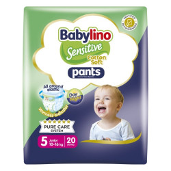 Babylino Sensitive Pants Cotton Soft Unisex No.5 Junior (10-16kg) Βρεφική Πάνα-Βρακάκι, 20τεμ