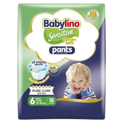 Babylino Sensitive Pants Cotton Soft Unisex No.6 Extra Large (13-18kg) Βρεφική Πάνα-Βρακάκι, 18τεμ
