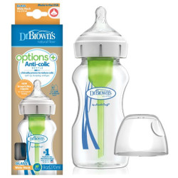 Dr. Brown's Natural Flow Anti Collic Μπιμπερό Γυάλινο Options+ Φαρδύ Λαιμό 270 ml