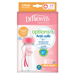DR. BROWN'S Μπιμπερό πλαστικό Options (Φ.Λ.) 270 ml ροζ (2 τεμ.) 