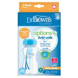 DR. BROWN'S Μπιμπερό πλαστικό Options (Φ.Λ.) 270 ml μπλε (2 τεμ.) 