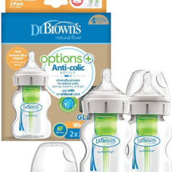 Dr. Brown's Μπιμπερό με Φαρδύ Λαιμό Γυάλινο Options+ & Θηλή Σιλικόνης 150ml