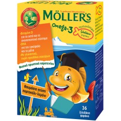 Moller's Omega-3 Kids Ζελεδάκια με Ω3 Λιπαρά Οξέα Ειδικά Σχεδιασμένο για Παιδιά 36gummies