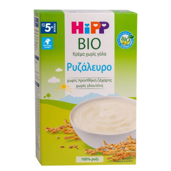 HIPP ΚΡΕΜΑ ΡΥΖΑΛΕΥΡΟ ΧΩΡΙΣ ΓΑΛΑ  5ο ΜΗΝΑ 200gr 