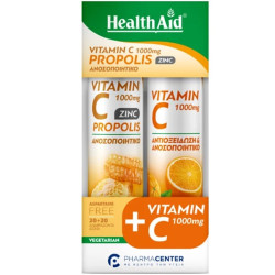 Health Aid Promo Pack Vitamin C 1000mg Propolis, 20tabs & Vitamin C 1000mg, 20tabs