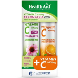 Health Aid Promo Pack Vitamin C 1000mg Echinacea Zinc, 20tabs & Vitamin C 1000mg, 20tabs