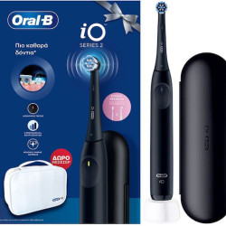 Oral-B Io Series 2 Ηλεκτρική Οδοντόβουρτσα με Αισθητήρα Πίεσης και Θήκη Ταξιδίου & Δώρο Νεσεσέρ Μαύρη