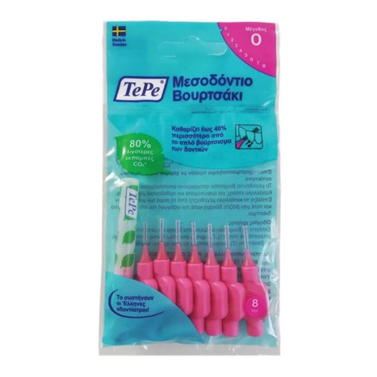 TePe Μεσοδόντια Βουρτσάκια Φούξια Μέγεθος ISO: 0 (0.4 mm) 8τμχ TePe Μεσοδόντια Βουρτσάκια Φούξια Μέγεθος ISO: 0 (0.4 mm) 8τμχ