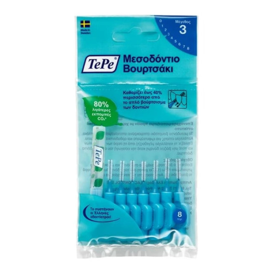 TePe Μεσοδόντια Βουρτσάκια Μπλε Μέγεθος ISO: 3 (0.6 mm) 8τμχ TePe Μεσοδόντια Βουρτσάκια Μπλε Μέγεθος ISO: 3 (0.6 mm) 8τμχ