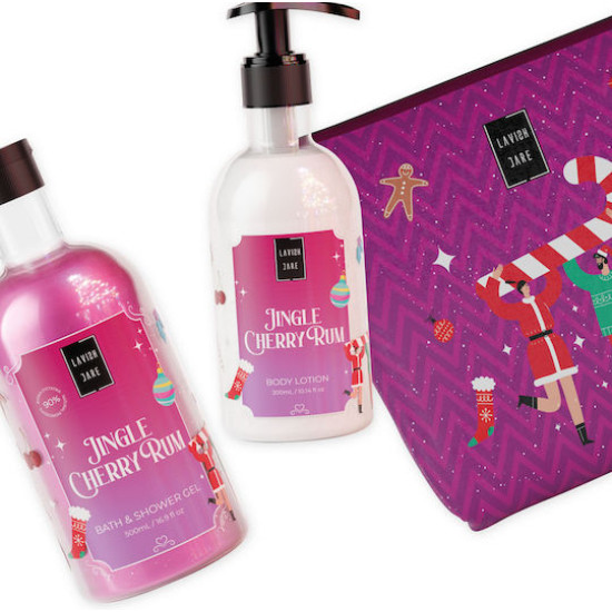 Lavish Care Jingle Cherry Rum Σετ Περιποίησης για Καθαρισμό Σώματος 3τμχ