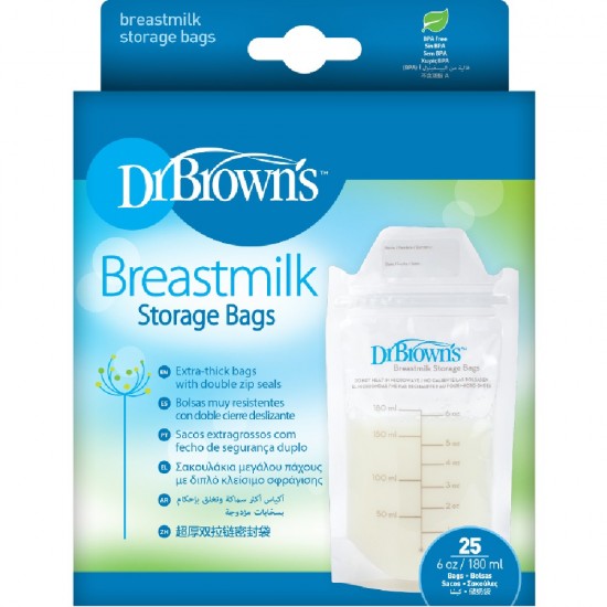 Dr. Brown's Breastmilk Σακουλάκια Φύλαξης Μητρικού Γάλακτος 180ml 25τμχ