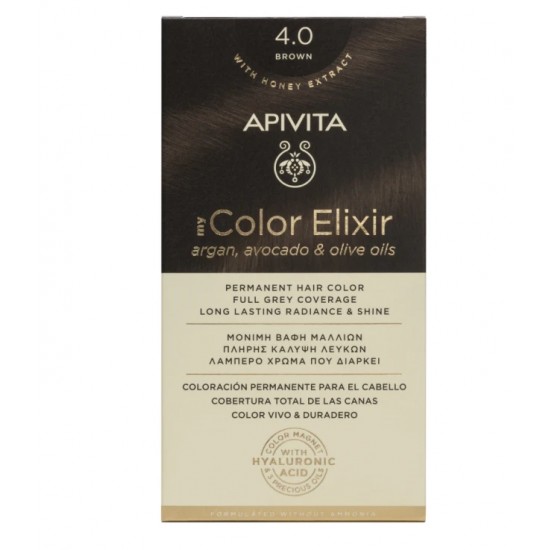 Apivita My Color Elixir kit Μόνιμη Βαφή Μαλλιών 4.0 ΚΑΣΤΑΝΟ