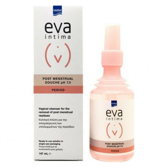 Intermed Eva Intima Post Menstrual Douche pH7.0 Period Κολπική Πλύση Για Την Απομάκρυνση Των Υπολειμμάτων Της Περιόδου 147ml