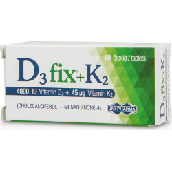UNI-PHARMA D3 Fix + K2 Βιταμίνη για Ενίσχυση του Ανοσοποιητικού & την Υγεία των Οστών 4000iu 45mcg 60 ταμπλέτες