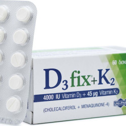 UNI-PHARMA D3 Fix + K2 Βιταμίνη για Ενίσχυση του Ανοσοποιητικού & την Υγεία των Οστών 4000iu 45mcg 60 ταμπλέτες