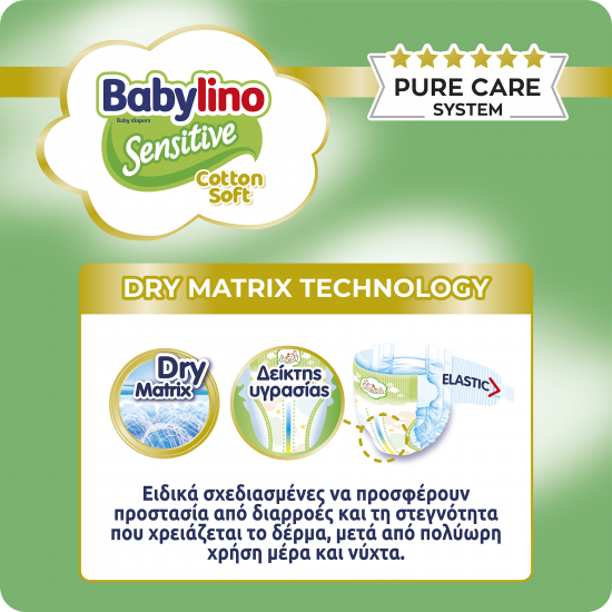 Βρεφική πάνα Babylino Sensitive Cotton Soft No6 13-18 Kg Monthly Pack 114 τεμ + 38 τεμ ΔΩΡΟ = 152 τεμ.